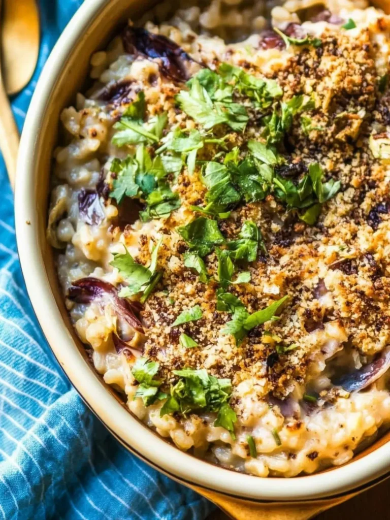 Baked Artichoke Risotto with Radicchio: A Cozy Comfort Dish